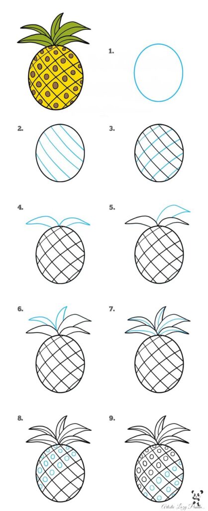 Learn Pineapple Drawing Step By Step